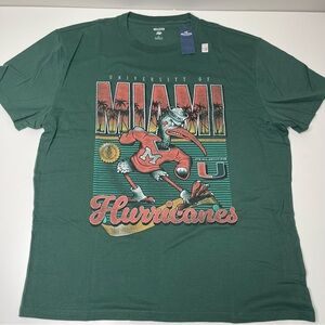 NEW Hollister University of Miami Hurricanes Graphic Tee (Green) Men's Size XL